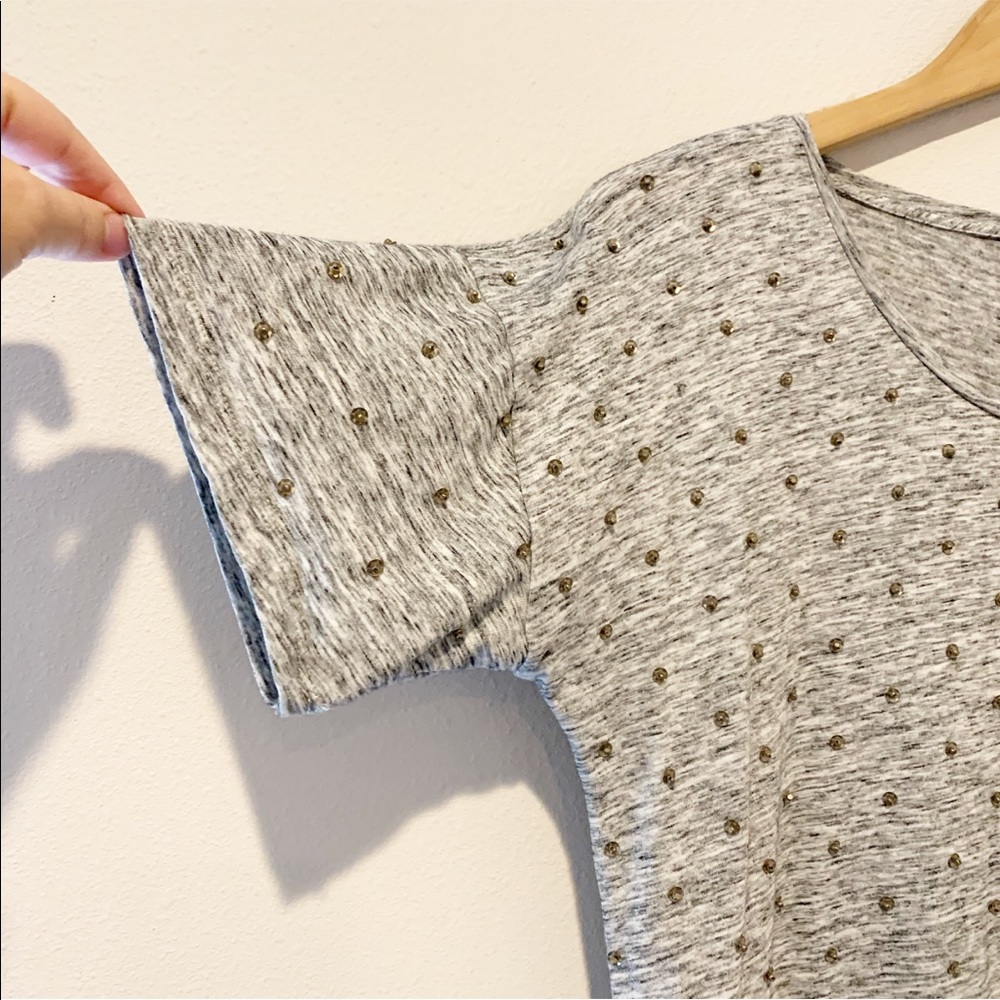 J. Crew Sequin Grey Top Tee Shirt - Picture 2 of 8